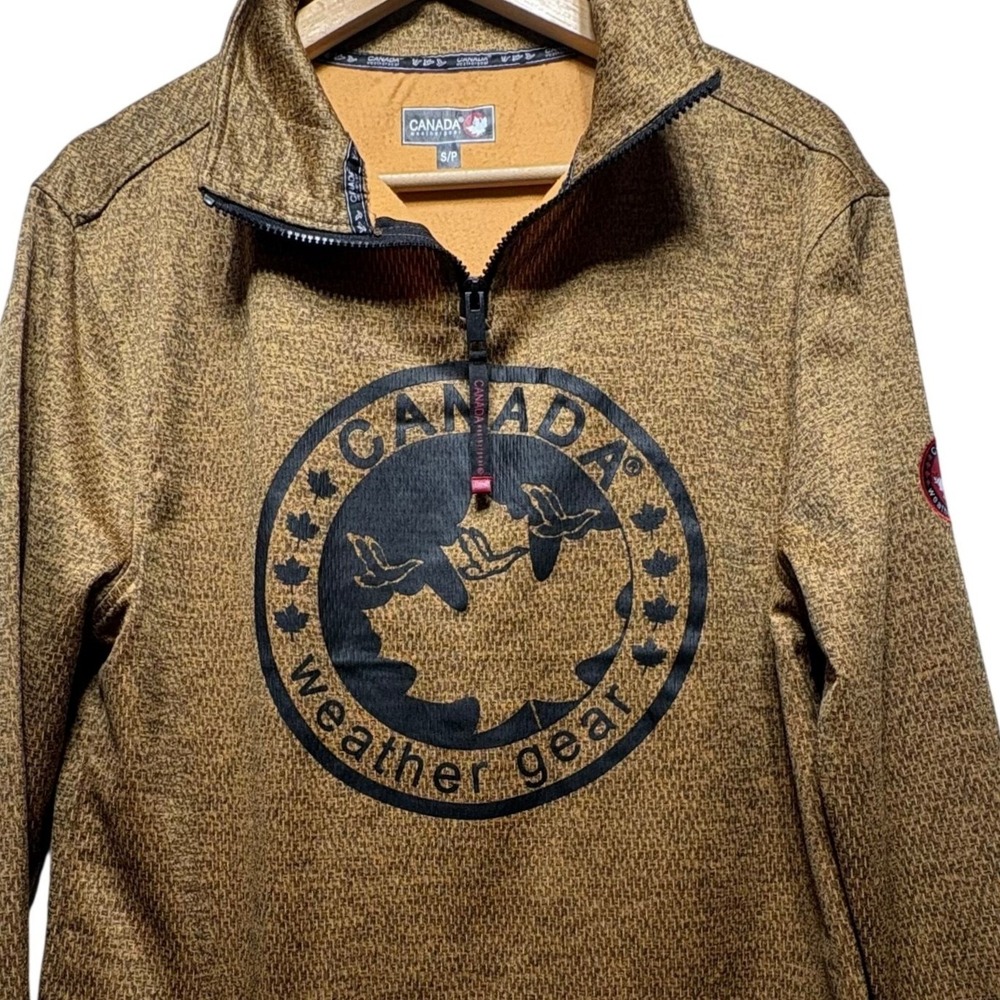 Canada Weather Gear 1/4 Zip Pullover Mens Small Brown Marl Fleece Lined Sweater